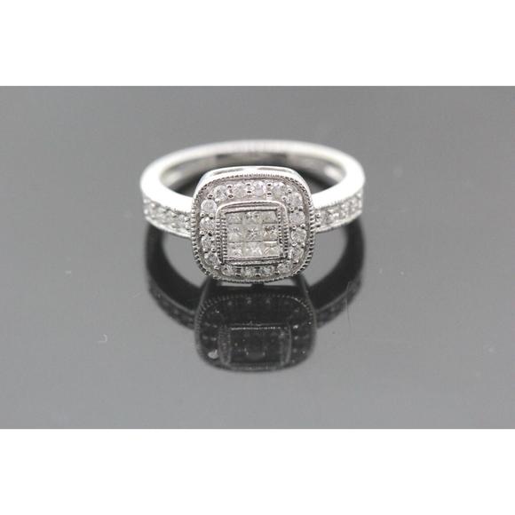 14k White Gold Diamond Ring, Size 6.5, Estate Jewelry US, 0.60 TCW - Picture 1 of 5